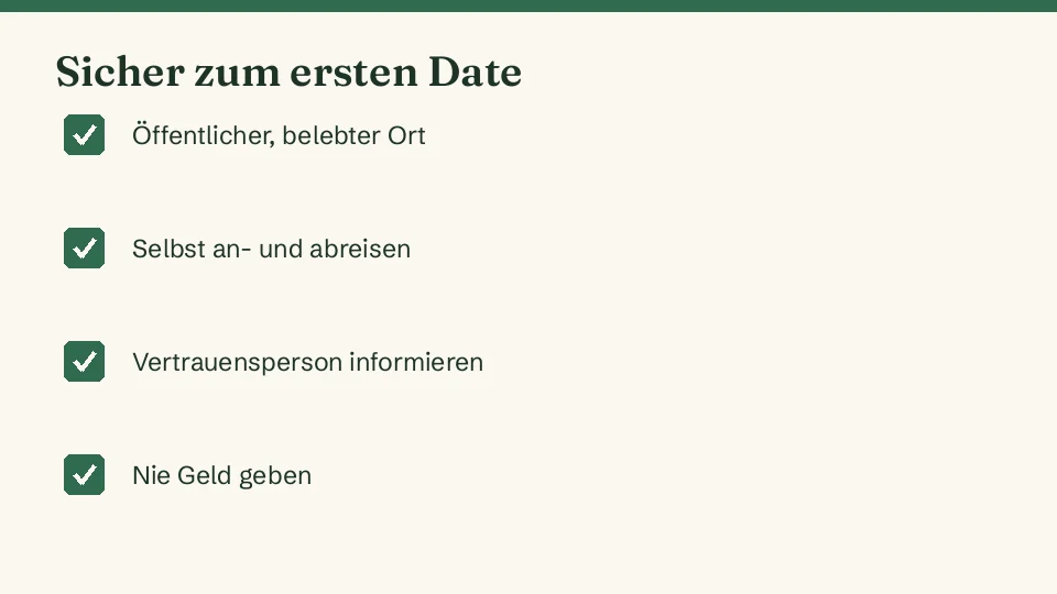 Checkliste für ein sicheres erstes Date