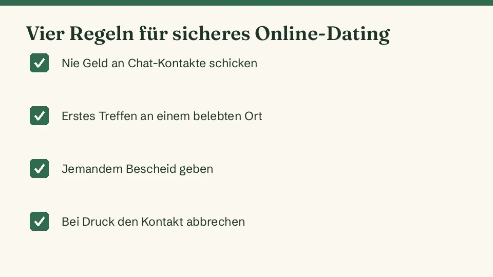 Vier Regeln für sicheres Online-Dating